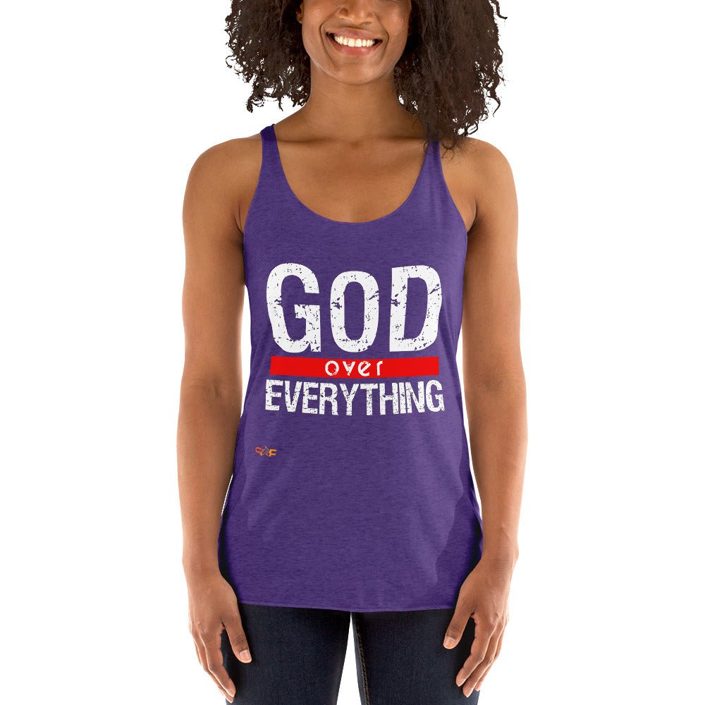 God over everything Women's Racerback Tank - SoulFire Clothing - Shirts