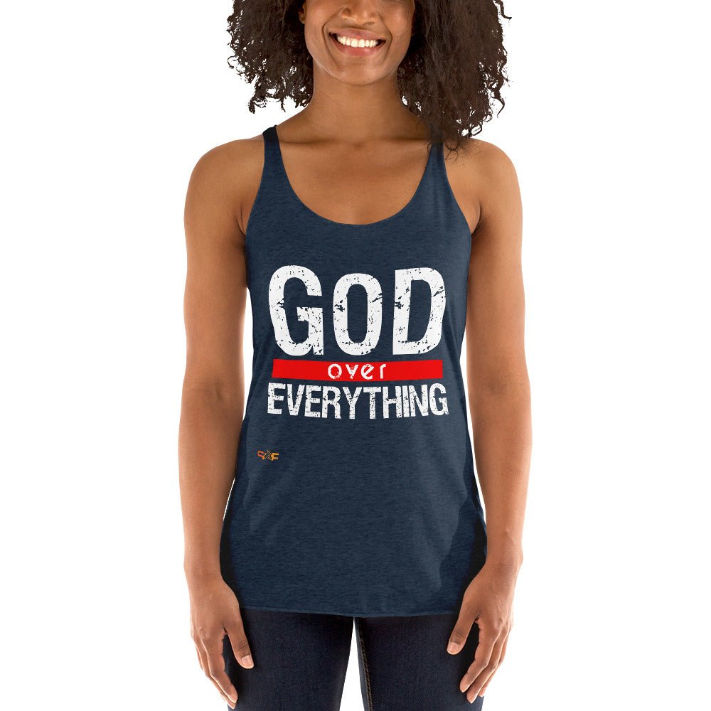 God over everything Women's Racerback Tank - SoulFire Clothing - Shirts