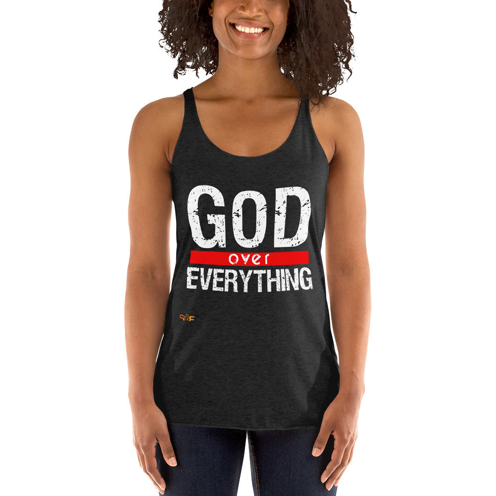 God over everything Women's Racerback Tank - SoulFire Clothing