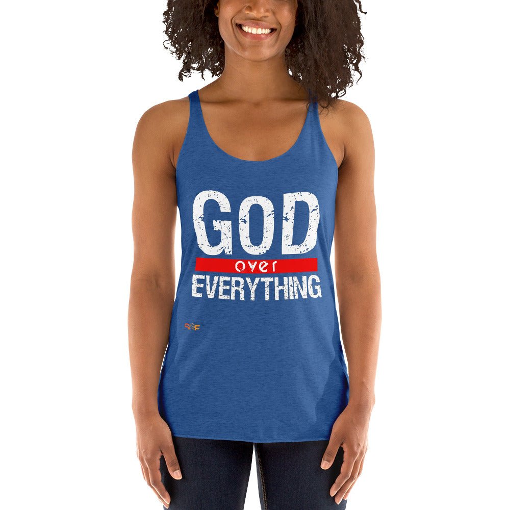 God over everything Women's Racerback Tank - SoulFire Clothing - Shirts