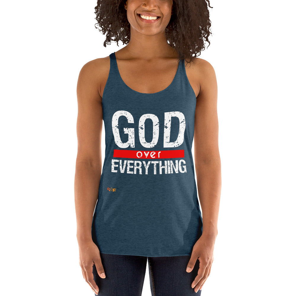 God over everything Women's Racerback Tank - SoulFire Clothing